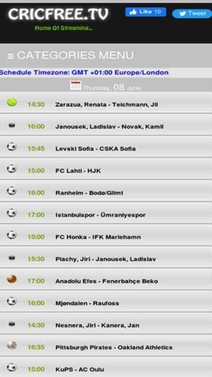 Tangkapan layar CricFree TV